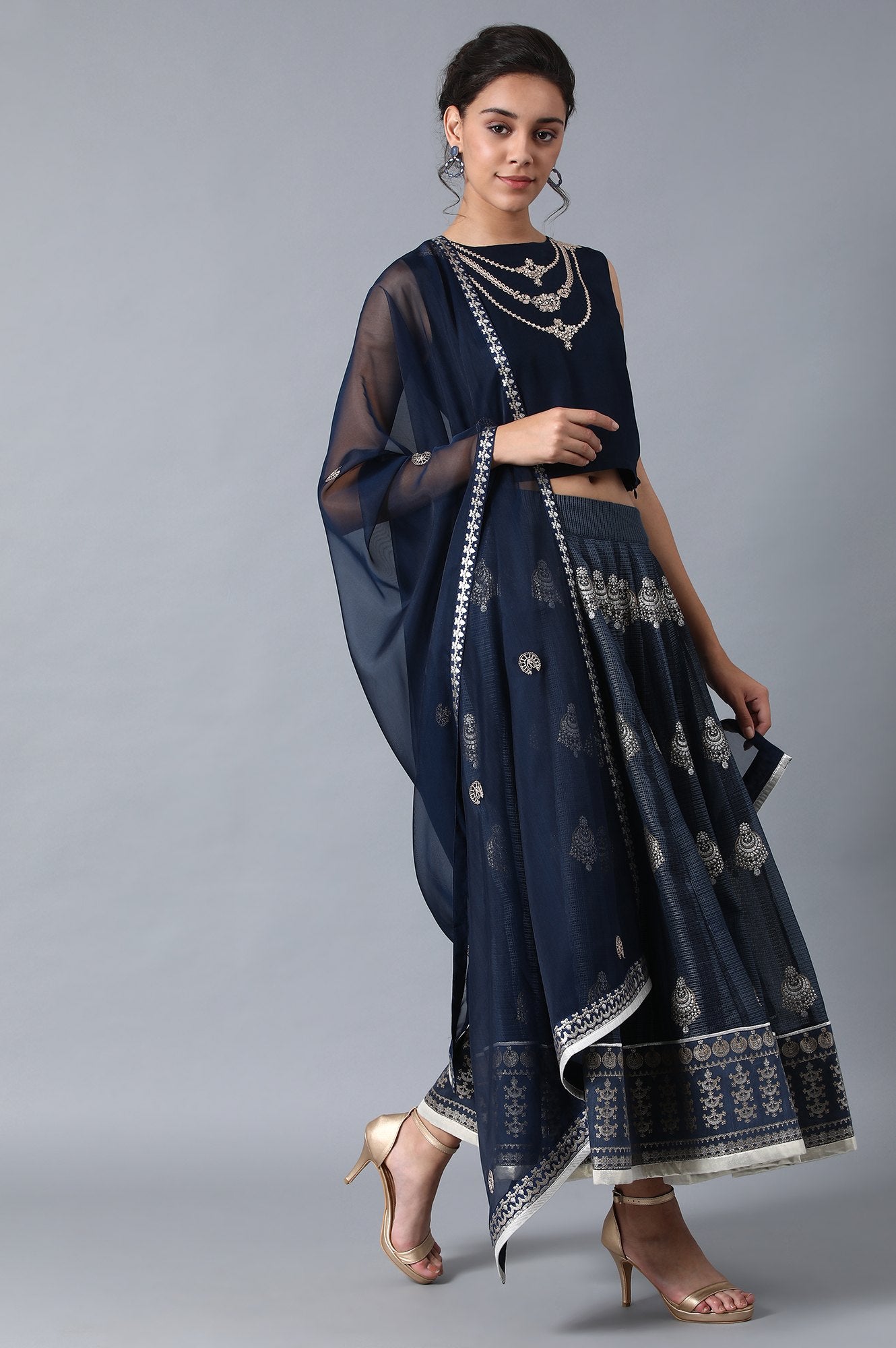 Blue Embroidered Dupatta