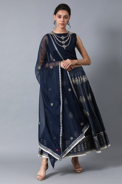 Blue Embroidered Dupatta