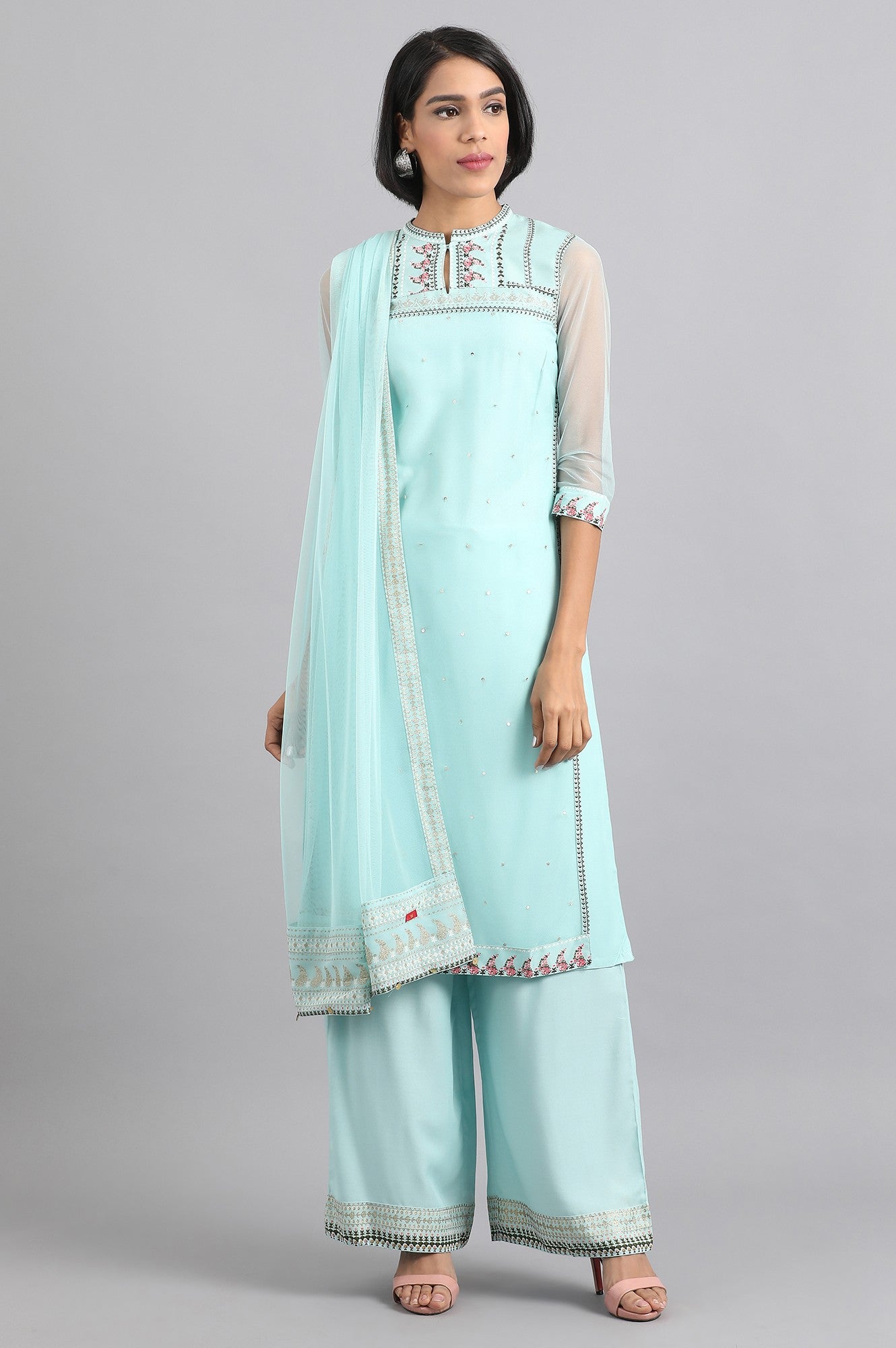 Blue Solid Dupatta