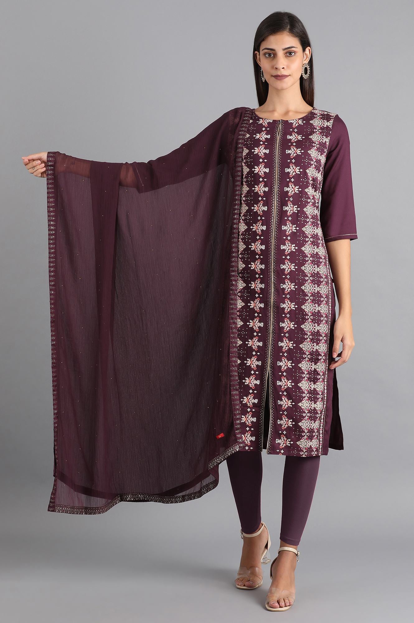 Purple Chiffon Dupatta