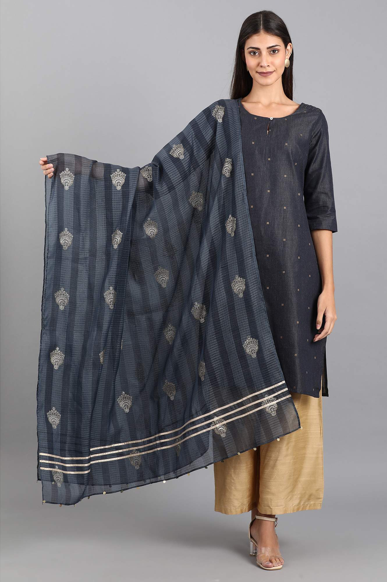 Blue Printed Dupatta