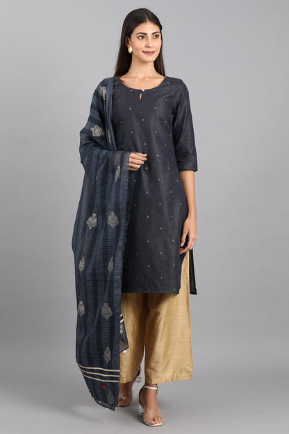 Blue Printed Dupatta