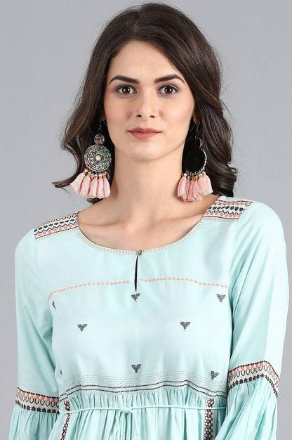 Blue Round Neck kurta Set - wforwoman