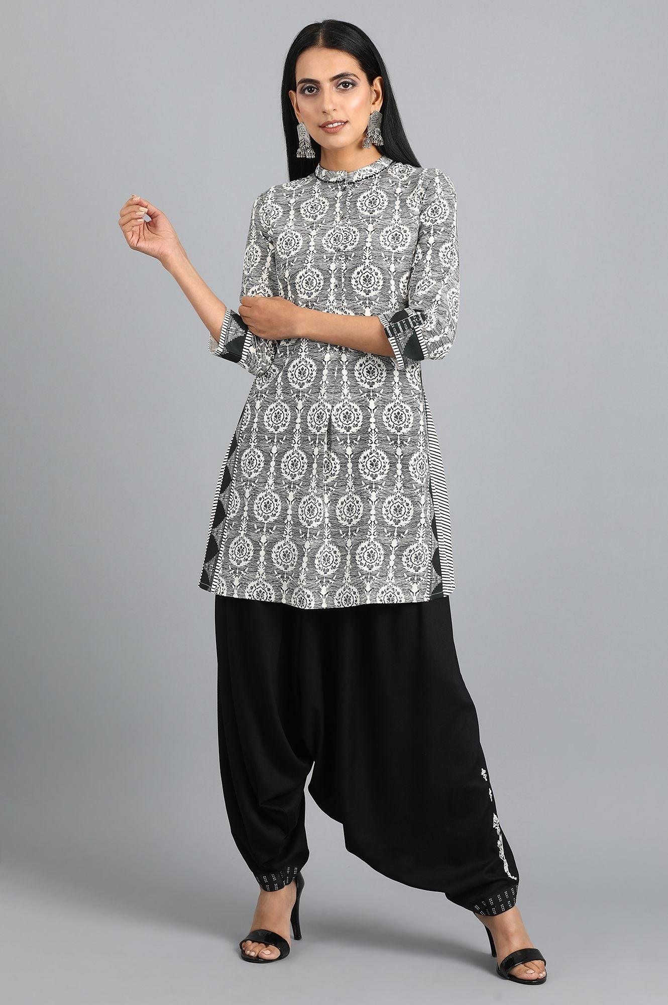 Grey Mandarin Neck kurta Set - wforwoman