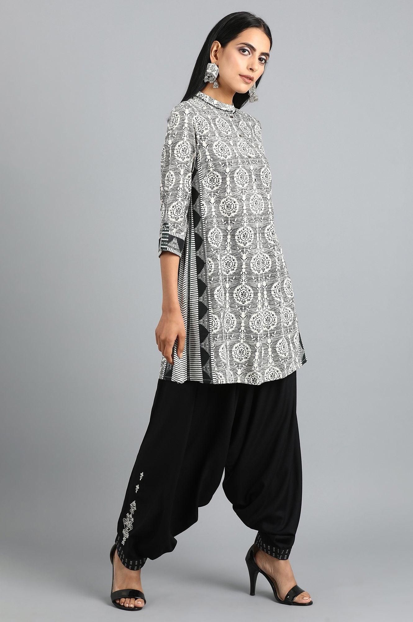 Grey Mandarin Neck kurta Set - wforwoman