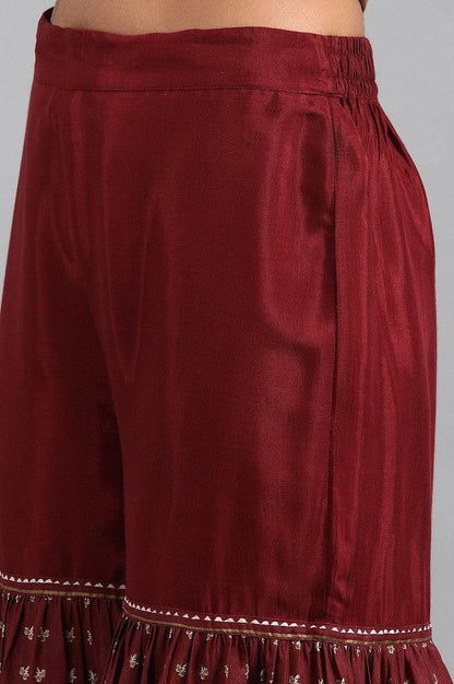 Maroon Round Neck kurta Set - wforwoman