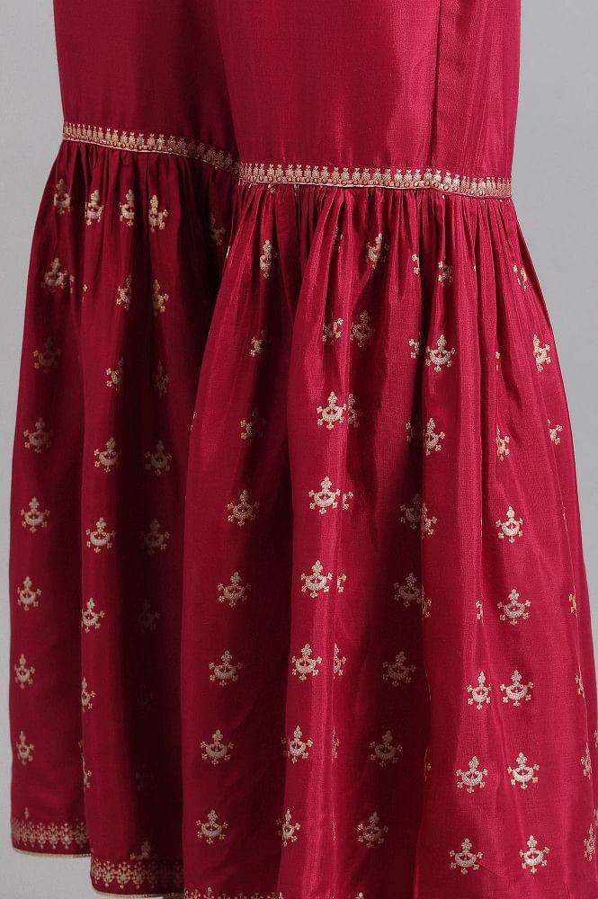 Maroon Round Neck kurta Sharara Set - wforwoman