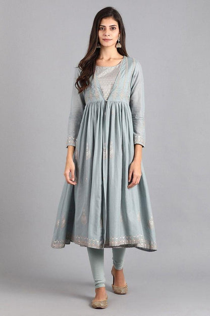 Blue Round Neck kurta Set - wforwoman