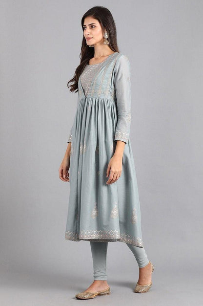 Blue Round Neck kurta Set - wforwoman