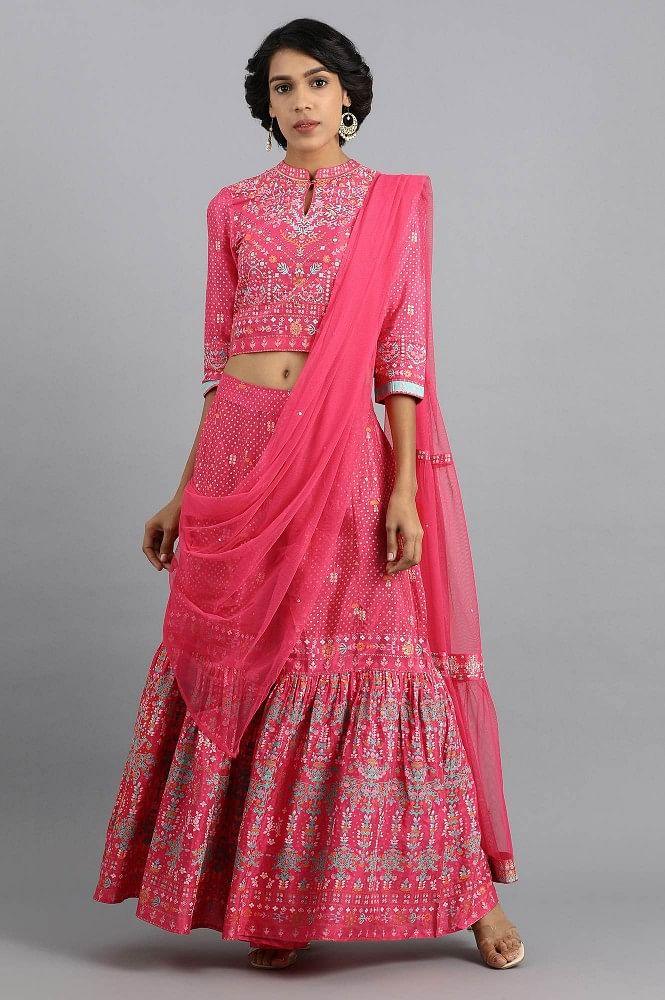 Pink Mandarin Neck Sharara Set - wforwoman