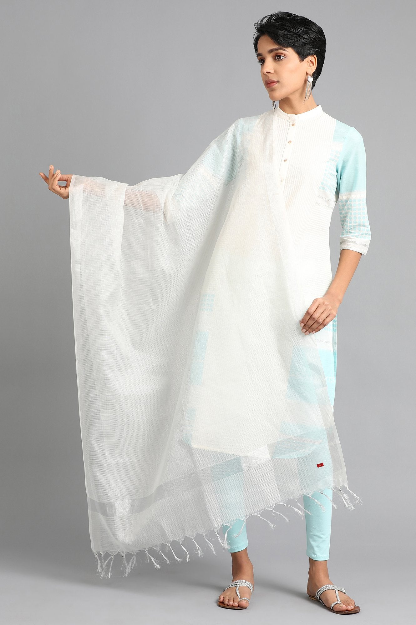 White Printed Dupatta