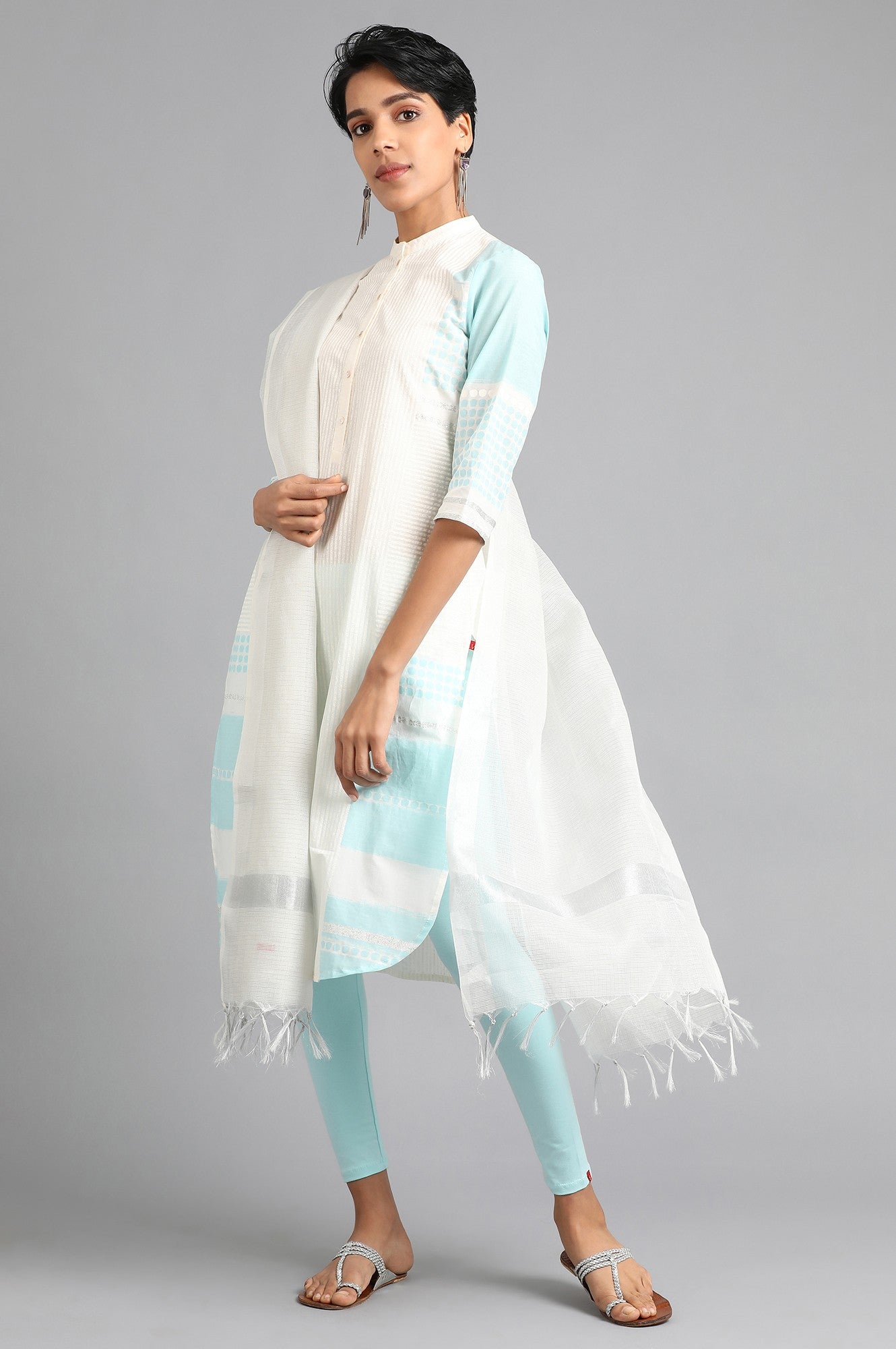 White Printed Dupatta