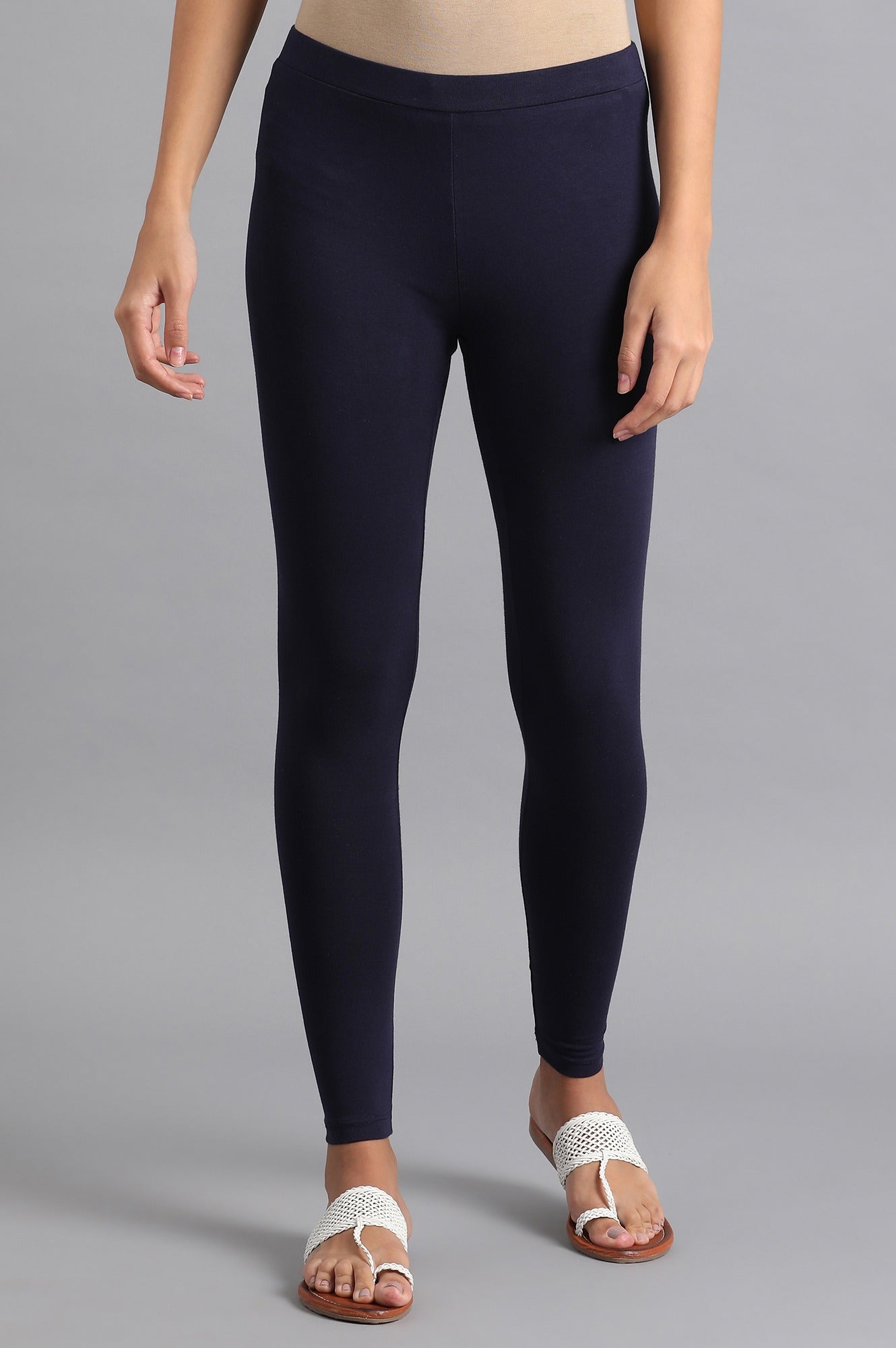 Dark Blue Cotton Jersey Lycra Tights