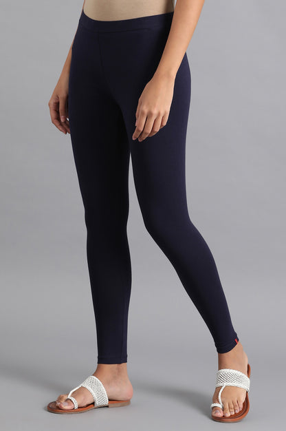 Dark Blue Cotton Jersey Lycra Tights