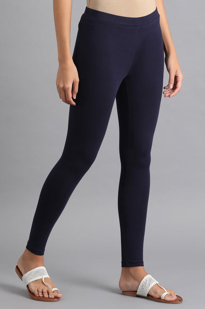 Dark Blue Cotton Jersey Lycra Tights