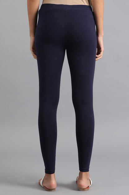 Navy Blue Solid Tights