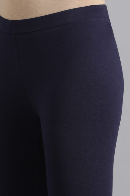 Dark Blue Cotton Jersey Lycra Tights