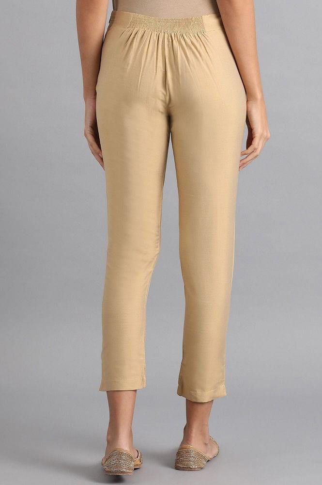 Gold Solid Trousers - wforwoman