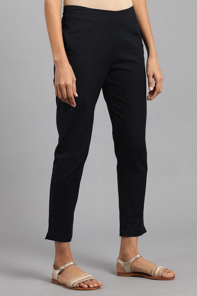 Blue Solid Trousers - wforwoman