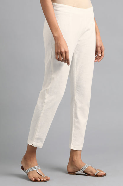 White Solid Trousers