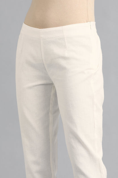 White Solid Trousers