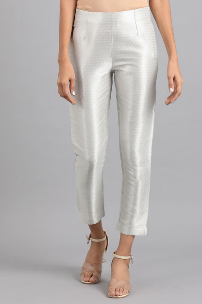 Silver Jacquard Slim Pants