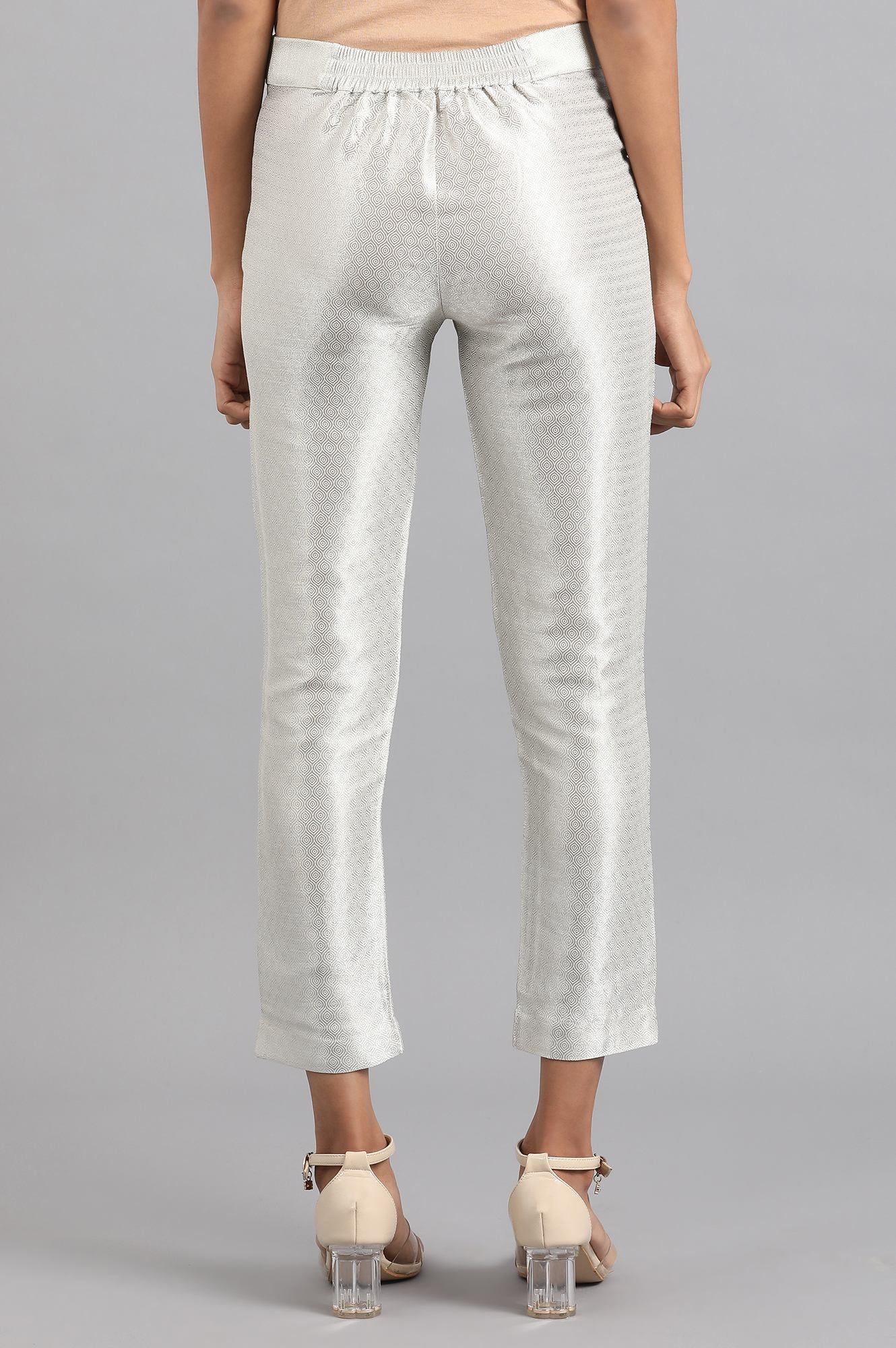 Silver Jacquard Slim Pants