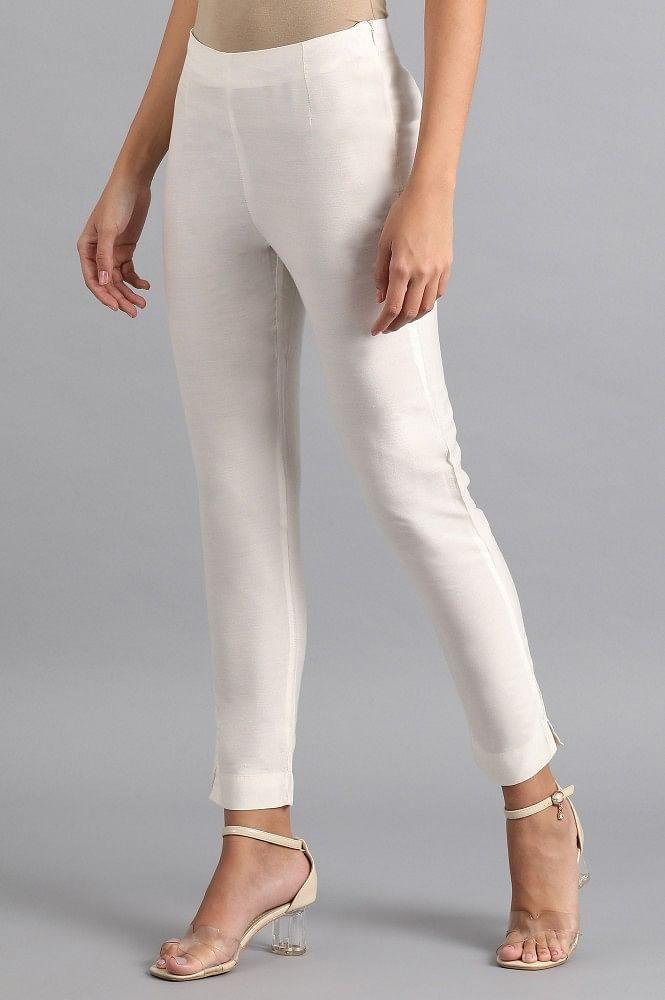 Ecru Straight Pants - wforwoman