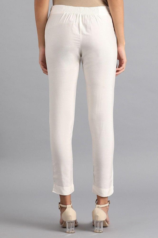 Ecru Straight Pants - wforwoman