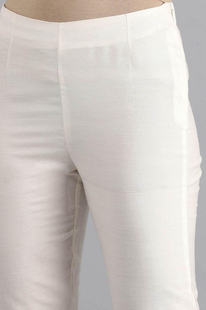 Ecru Straight Pants - wforwoman