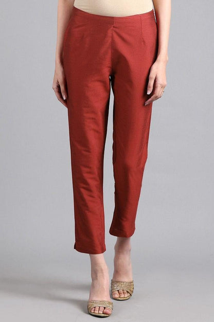 Red Solid Pants - wforwoman