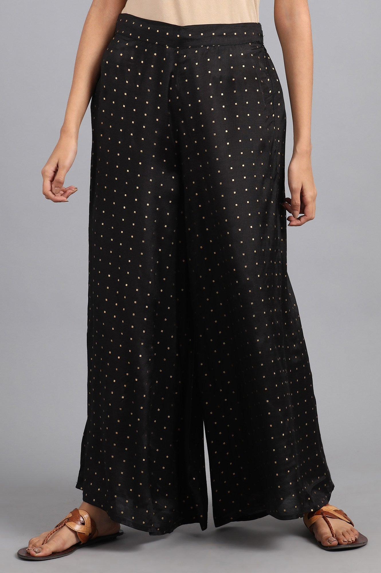 Black Printed Flared Pants