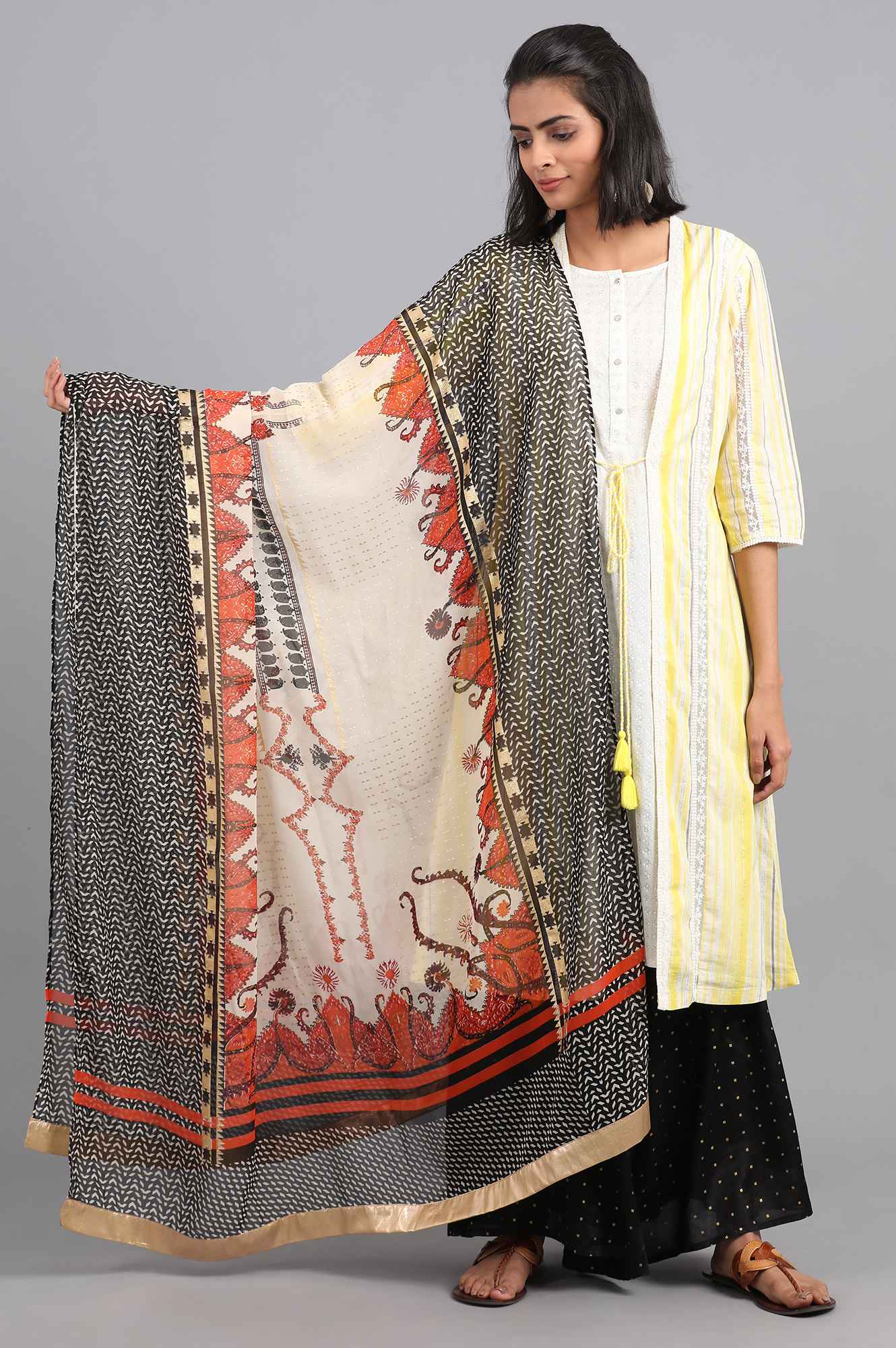 Ecru Printed Dupatta