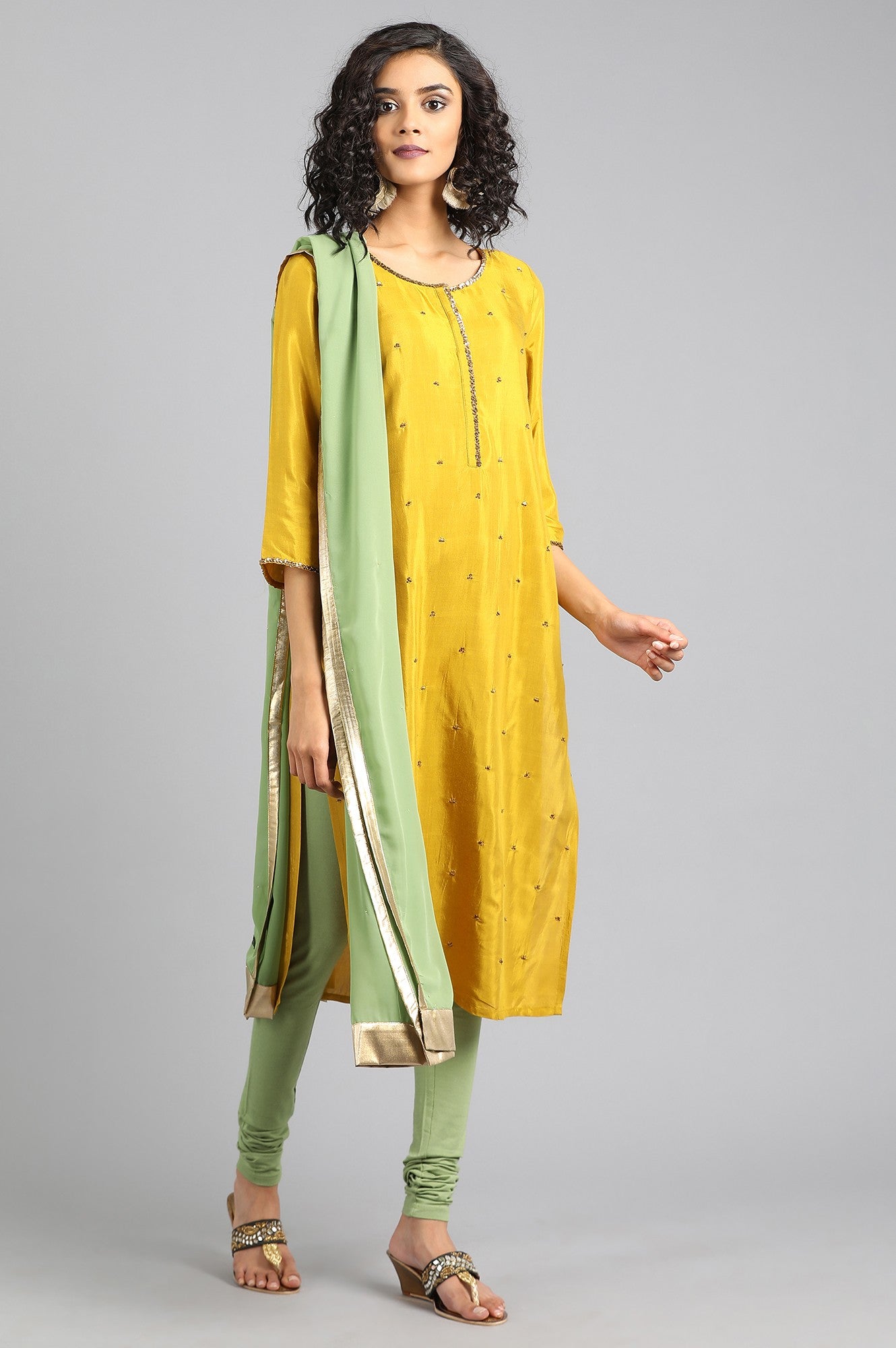 Green Solid Dupatta