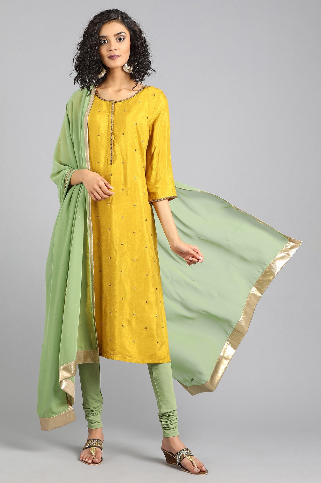 Green Solid Dupatta