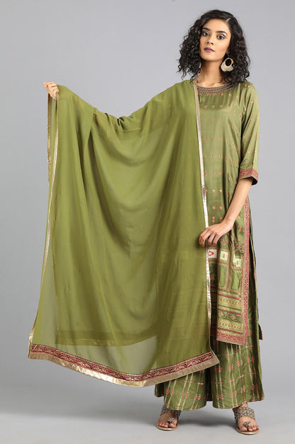 Green Solid Dupatta