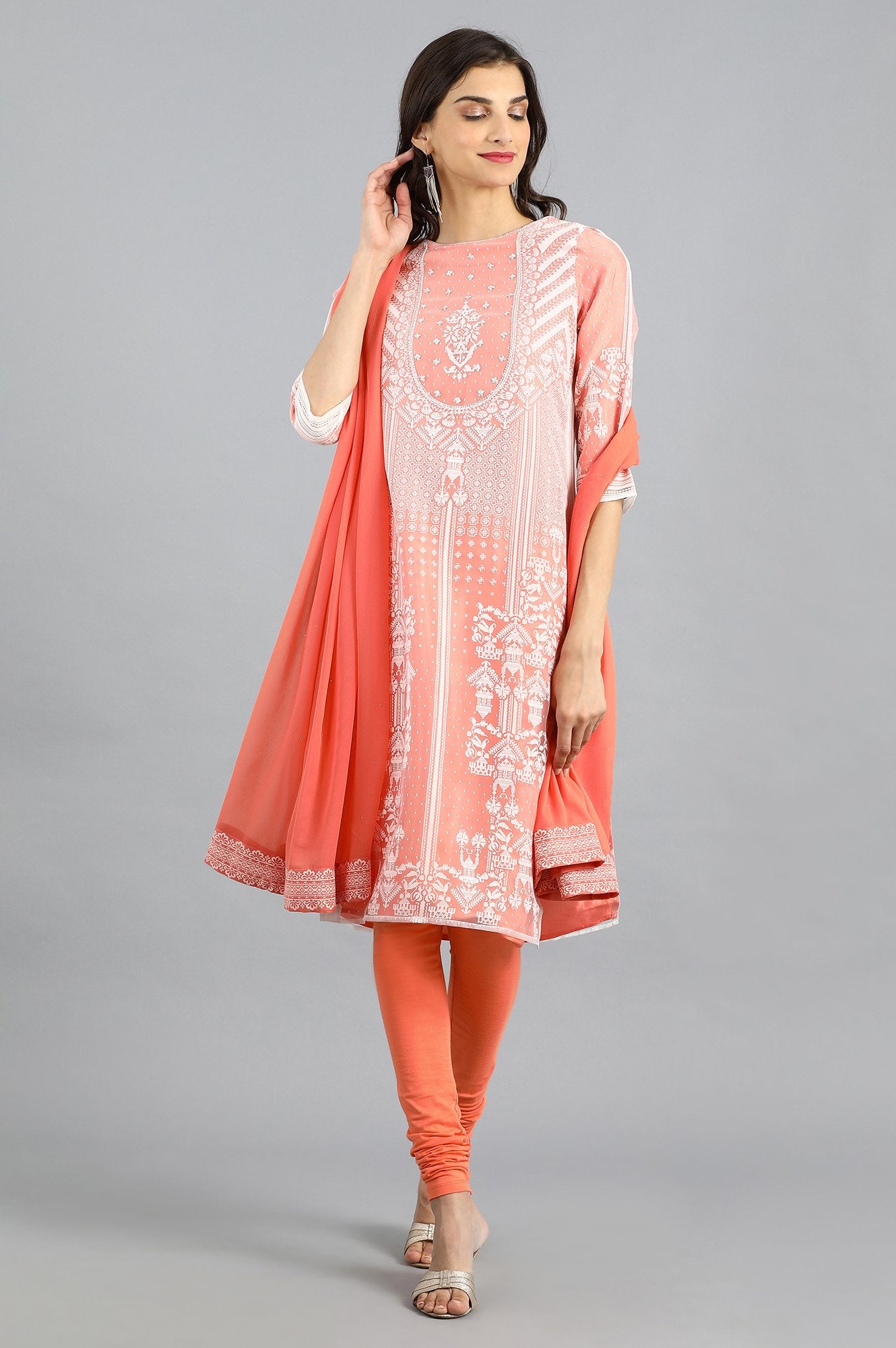 Coral Knitted Churidar