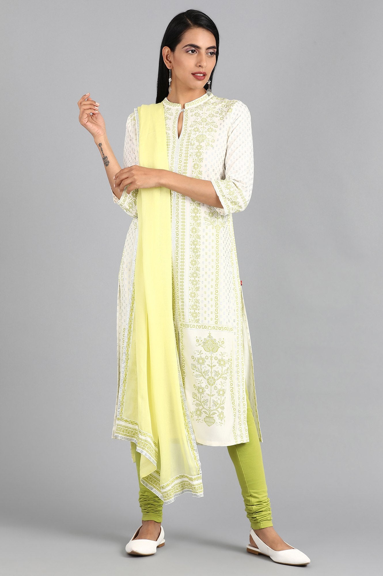 Lime Knitted Churidar