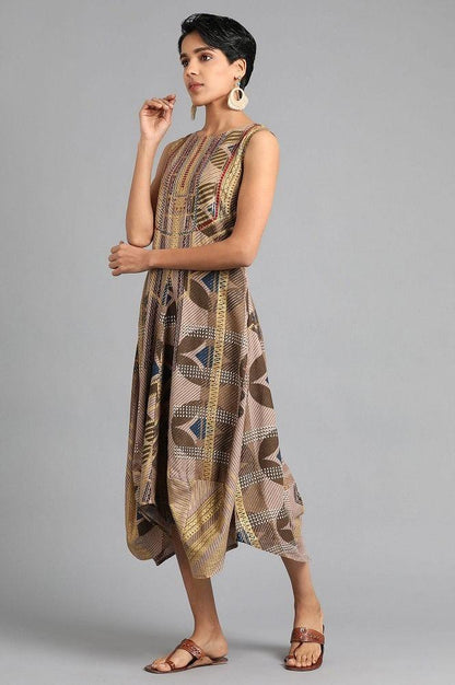 Grey Round Neck Printed kurta - wforwoman