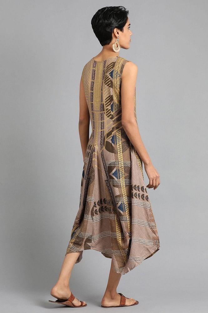 Grey Round Neck Printed kurta - wforwoman