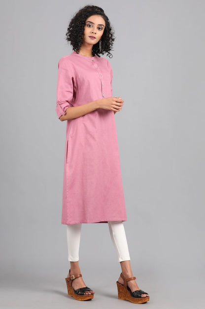 Purple Mandarin Neck Solid kurta - wforwoman