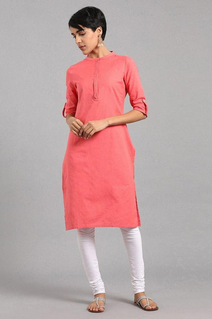 Coral Mandarin Neck Solid kurta - wforwoman