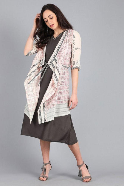 Grey V-Neck Solid kurta - wforwoman