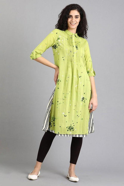 Green Collar Printed kurta - wforwoman