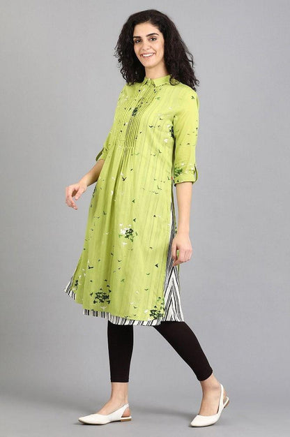 Green Collar Printed kurta - wforwoman