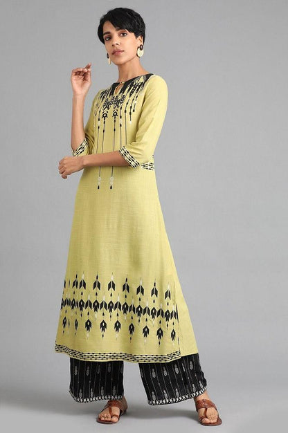 Green Round Neck Printed kurta - wforwoman