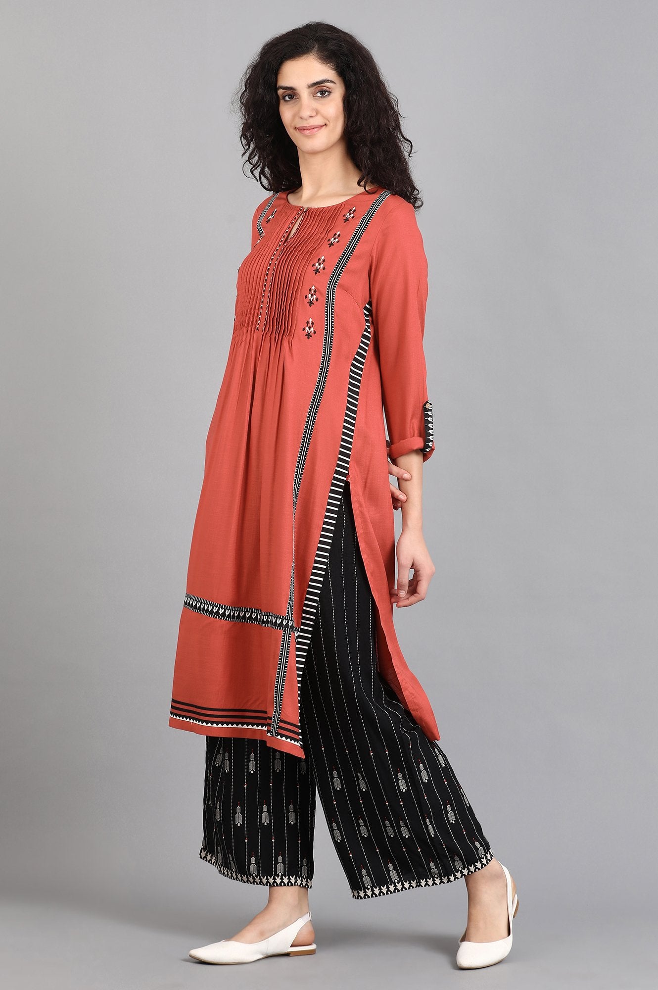 Orange Round Neck kurta