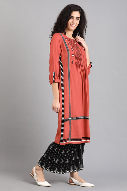 Orange Round Neck kurta