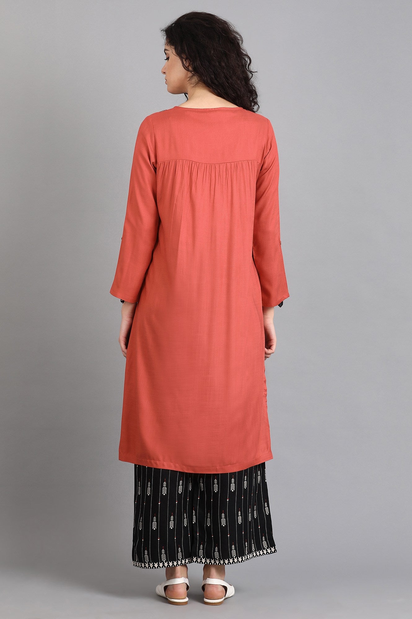 Orange Round Neck kurta