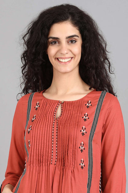 Orange Round Neck kurta